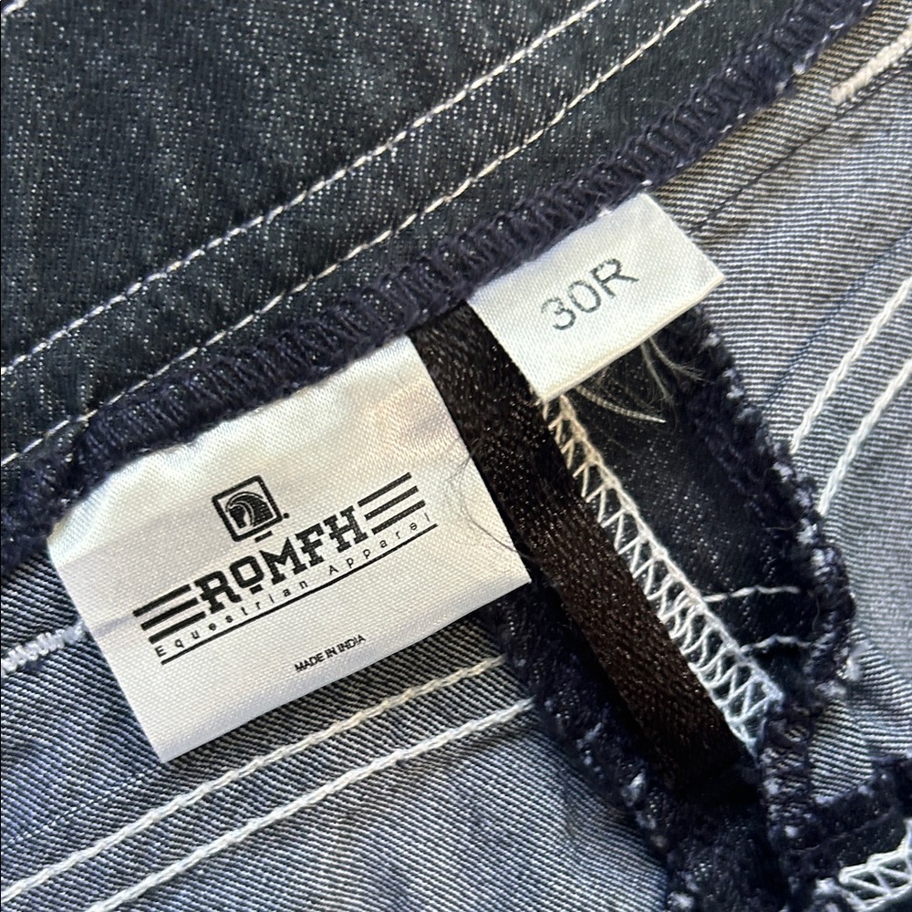Romfh Black Straight Horse Riding Jeans with Contrast Stitching !! Size 30 - Picture 8 of 11